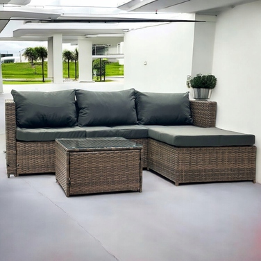 Двосторонній садовий кутовий диван SFS066 MTG, комплект садових меблів, коричневий