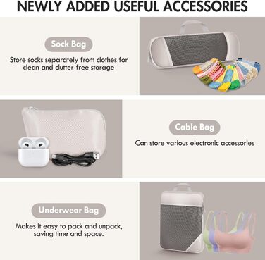 Набір органайзерів для валізи та рюкзака 10 предметів, компресійні сумки для одягу та речей у подорож, чорний