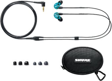 Накладні навушники Shure SE215SPE-EFS, ізоляція звуку, чистий звук глибокі баси, 3.5 мм - синій