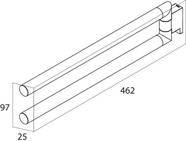 Тeleskopний тримач для рушників Tiger Boston, 35-60 см, нержавіюча сталь, чорно-матова поверхня, 2-рамковий