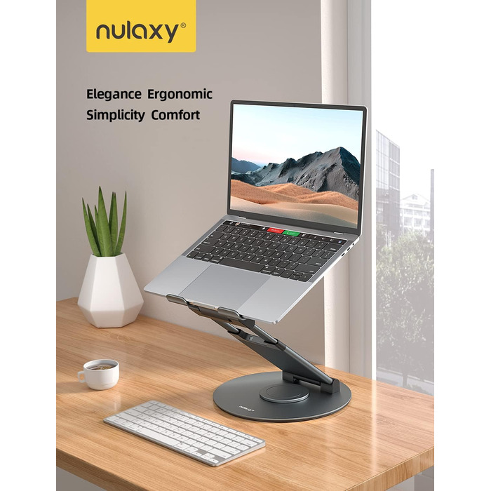 Підставка для ноутбука NULAXY з регулюванням висоти та поворотним підставою, сіра (A-Grey)