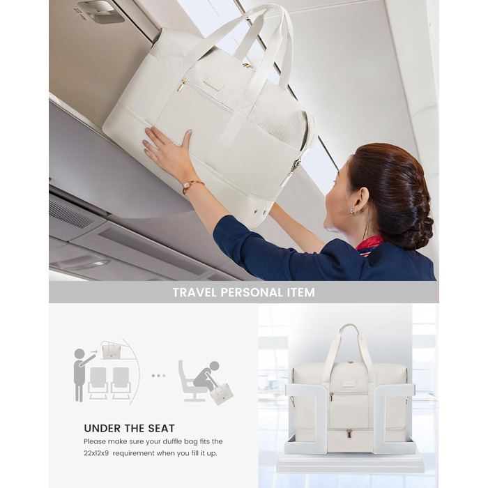 Спортивна сумка LOVEVOOK для подорожей: дорожня сумка-валіза, дорожня сумка-мішок, сумка для одягу, валіза для ручної поклажі, сумка для пологів, з відділенням для взуття та косметичкою, бежево-коричнево-чорна