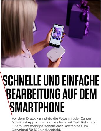 Canon Zoemini 2 Perlweiß: Міні-фотопринтер для смартфонів та планшетів | Модель для подорожей | Комплект друку