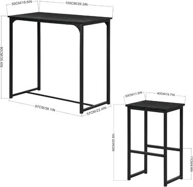 Набір барного столу та 4 стільців для кухні/бару (чорний)