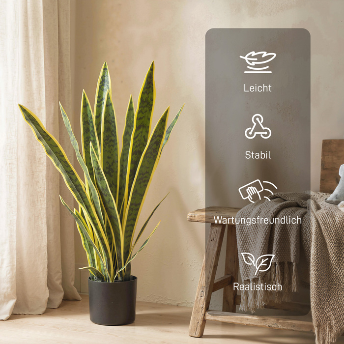 Штучна рослина-змія, велика (77 см). Декоративна штучна рослина у горщику, ідеально підходить для вітальні або як подарунок.