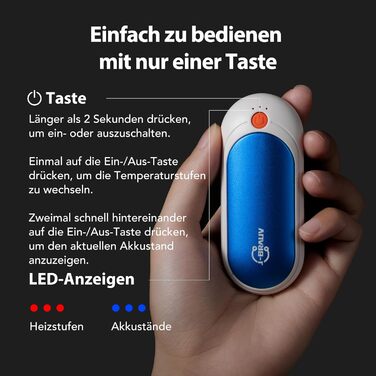 Електричні грілки для рук J-BRAUV 2 шт. 4000mAh з зарядним пристроєм 10000mAh, 3 режими нагріву, USB, до 24 годин, портативні (Золотий)