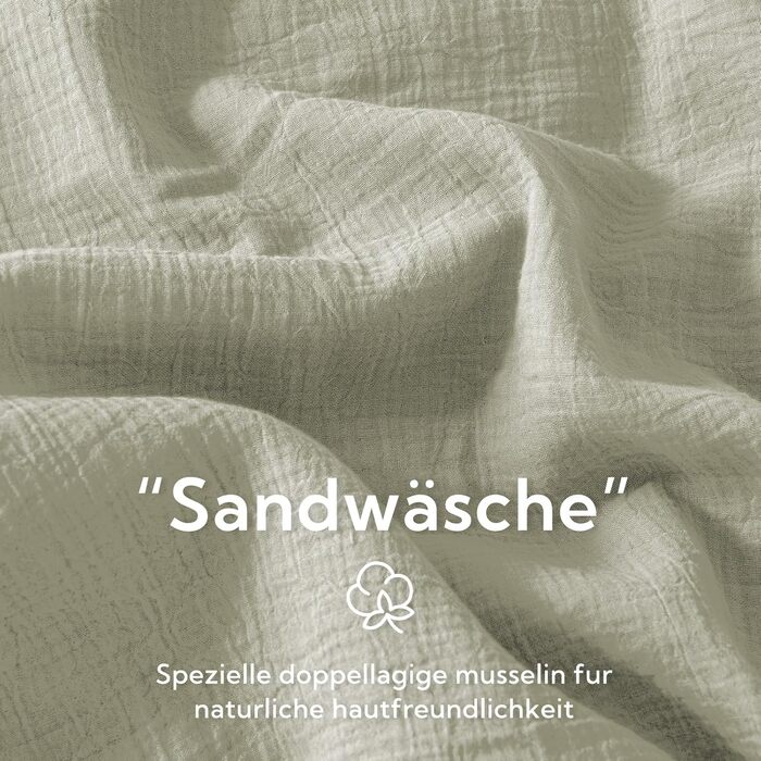 Набір постільної білизни SOULFUL з мусліну 200x200, бавовна, 2 шт. (простирадло 135x200 см, 2 наволочки 80x80 см), з блискавкою, ÖKO-TEX, Небесно-зелений