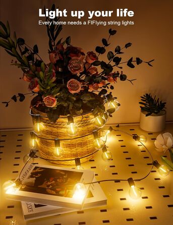 LED гірлянда для вулиці, 20.7м, з таймером, 30+1 лампочки G40, диммування, IP44, для декору саду, балкону, дому