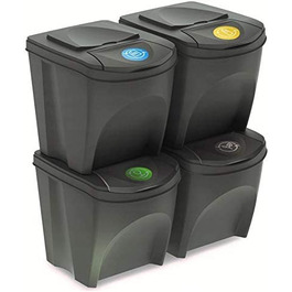 Сміттєве відро відро для сміття Система поділу сміття 100L-4x25L Сортувальна коробка сортувальник сміття 3 кольори від rg-дистриб'ютор (сірий)