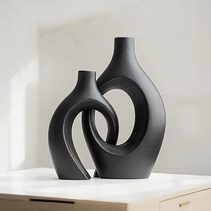 Керамічна ваза SUKIYPO, набір 2 шт, бежева, сучасний дизайн, для дому, офісу, декору, стиль бохо