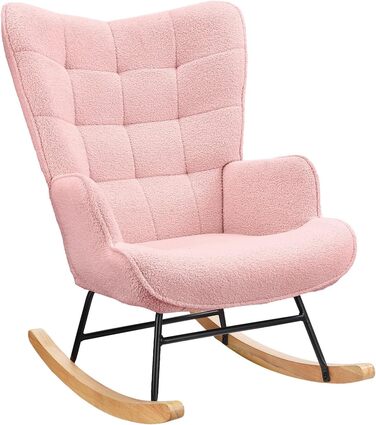 Крісло-гойдалка Liuyoyo з високою спинкою, комфортне крісло з м'яким сидінням, для спальні, офісу, читання, сучасний дизайн (Рожевий)