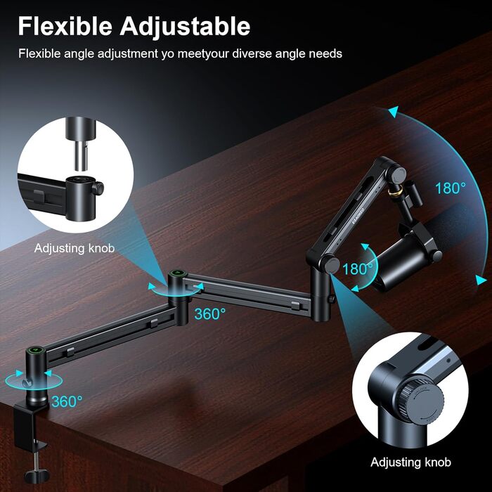 Мікрофонний стійкий тримач Aokeo AK-58i для HyperX, Elgato, Shure, Blue Yeti - кріплення для студійного запису