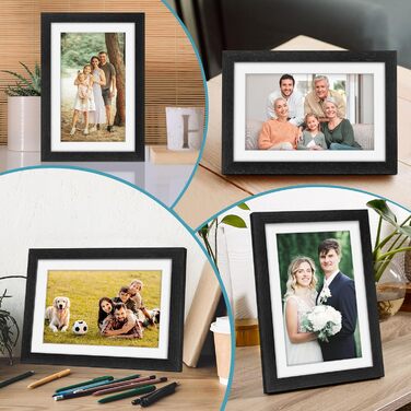 Цифровий рамка для фотографій з дерева, Wi-Fi, 32GB, 10.1 дюйма, IPS сенсорний екран, Frameo APP, подарунок, дуб (чорний дуб)