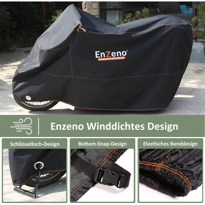 Чохол для мотоцикла Enzeno 300D XXL 245х105х125 см чорний