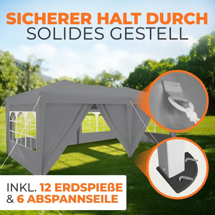 Павільйон Kronenburg розкладний, 3x3 м, водонепроникний, захист від сонця UV 50+, колір шампань, з 4 боковими частинами