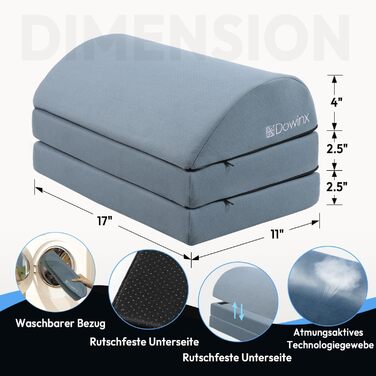 Підставка для ніг під стіл Dowinx, регульована по висоті, знімний чохол, зручна для офісу, авто, дому (3 шари, блакитна)