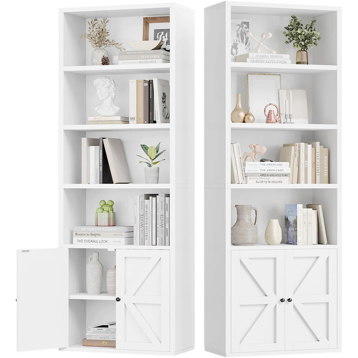 Стильний стелаж для книг Oneinmil: білий шафчик з 6 полицями для вітальні, спальні, офісу. 2 шт.