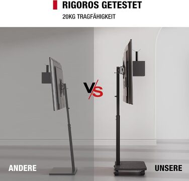 Підставка для телевізора мобільна з дерев'яною основою, поворотна, для TV 19-42 дюйми, чорна, до 20 кг, VESA 200x200 мм