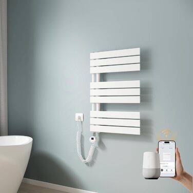 Електричний рушникосушар EMKE з термостатом, Wi-Fi, 600W (762x500 mm, білий)