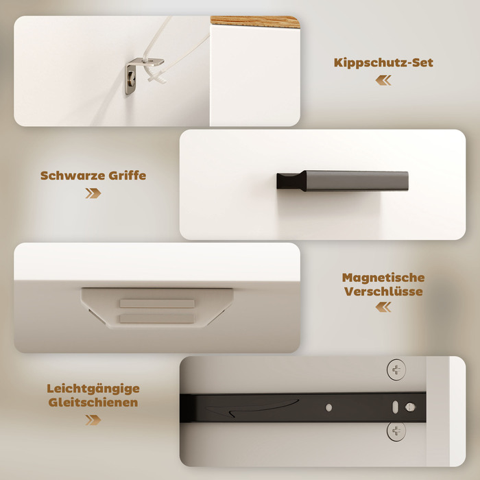 Сервант HOMCOM з місцем для зберігання, комод з 2 висувними ящиками, регульована полиця, для кухні, вітальні, передпокою, з натурального дерева, білий