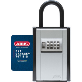 ABUS KeyGarage 797 LED - ключова скринька з замком для кріплення - з підсвічуванням цифр - для ключів та дрібних цінних речей - чорно-срібна (Big)