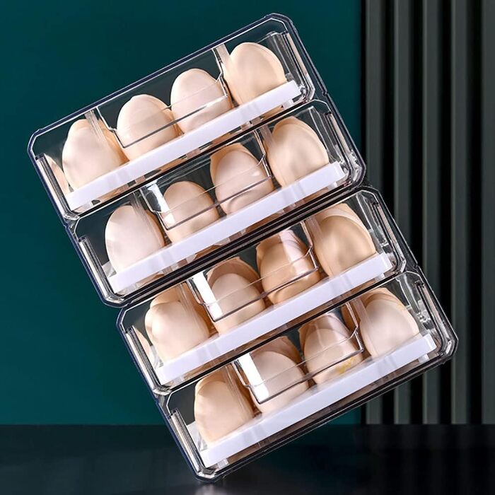 Контейнер для яєць G-LIKE, 2 яруси, висувний, прозорий, органайзер для кухні, PET пластик