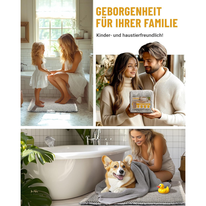 Набір килимків для ванної кімнати, антиковзні килимки, килимок для ванної кімнати (2 шт), стиль бохо, для ванної, спальні, вітальні, прання, душ, декор, 51 x 120 см + 41 x 61 см, коричнево-білий (сіро-білий)