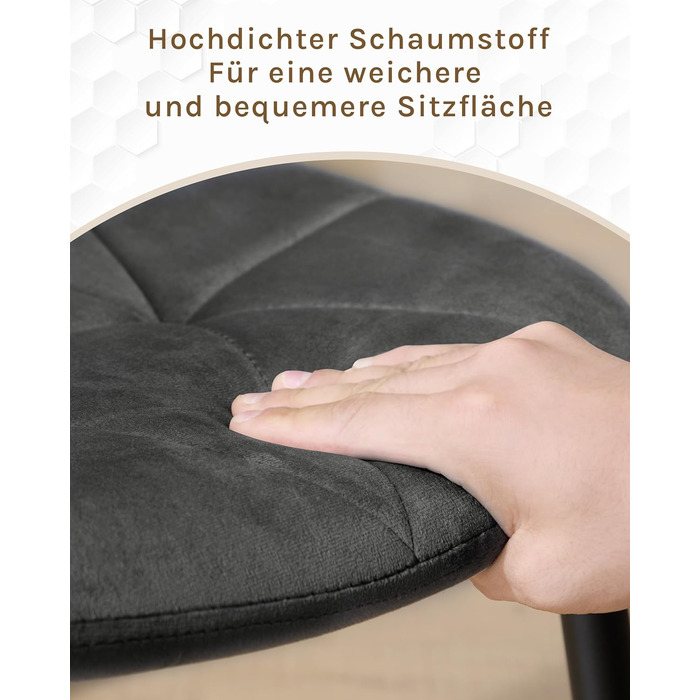 Крісла для їдальні Lestarain з підлокотниками, для кухні, вітальні, оббивка з велюру, металевий каркас, ергономічний дизайн, темно-зелений колір (темно-сірий), набір 2 шт.