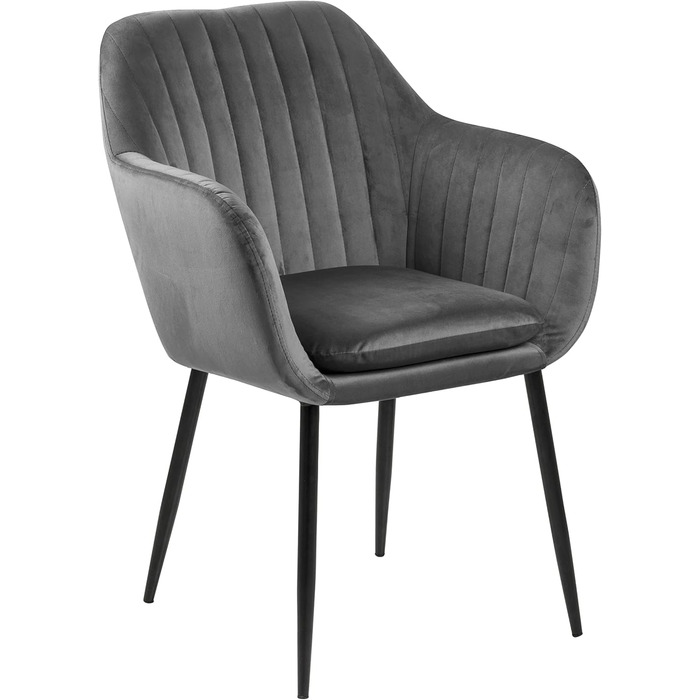 AC Design Furniture Стілець для їдальні Wendy, темно-сірий/чорний, велюр/метал, 57x61x83 см