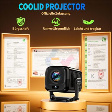 Портативний проєктор Mini Beamer 4K Full HD з 5G WiFi 6, Bluetooth 5.4 та автоматичною корекцією трапецеїдальних спотворень. Підтримка USB/Laptop/PC, з мишкою та пультом дистанційного керування. Чорний (Black-1)