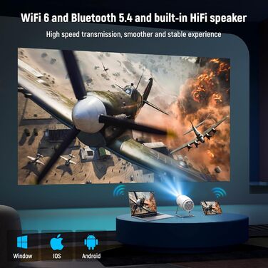 Портативний міні проєктор 4K з Wi-Fi 6 та Bluetooth 5.4: домашній кінотеатр з підтримкою HDMI, USB та PS5