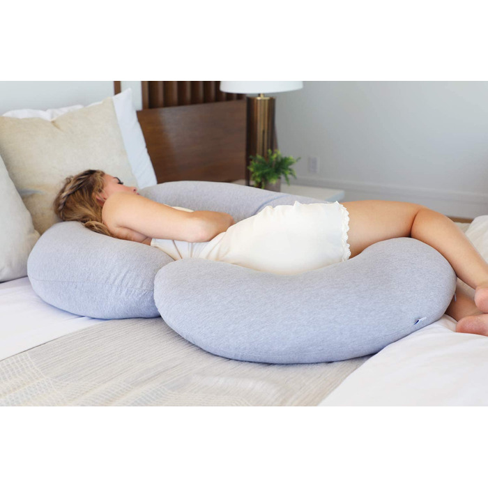 Подушка для вагітних Pharmedoc C-подібна бічна подушка для сну-подушка для годування XXL, подушка для вагітних і подушка для всього тіла - підтримка спини, стегон, ніг, живота (машинне прання) бавовна сірий