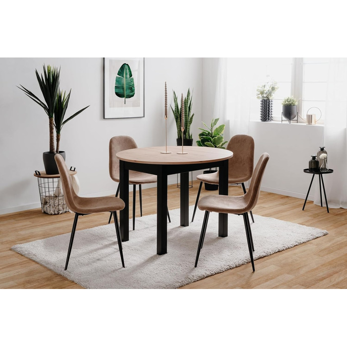 Столовий стіл Esszimmertisch Crawley III Sonoma Eiche 100 см, розкладний, Sonoma Eiche / Чорний