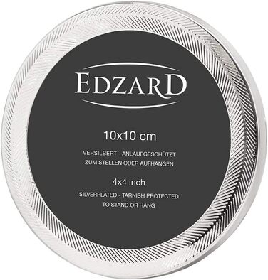 Рамка для фото EDZARD Pepe 10 см, кругла, з візерунком, посріблена, стійка до потемніння, оксамитова спинка, макс. 50 символів
