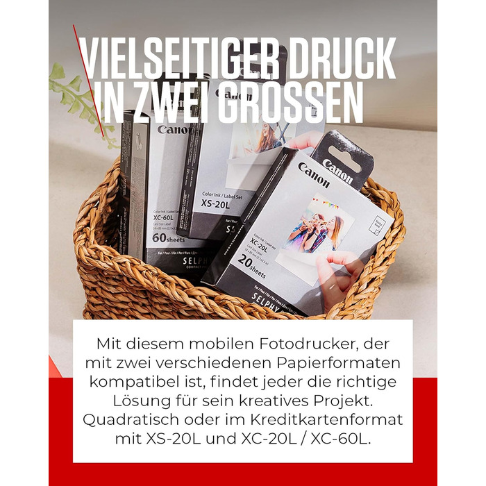 Canon Selphy QX20 – Портативний принтер для фотографій з Wi-Fi, термосублімаційний друк, USB-C зарядка, білий (без чорнил/паперу)