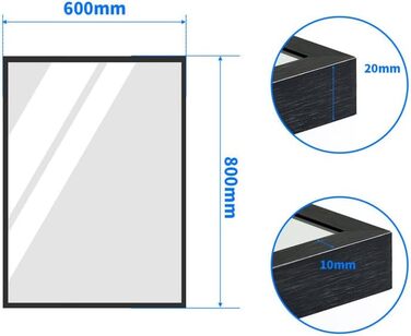 Дзеркало настінне/підлогове Spiegel 40x160 см з рамою. Алюмінієва рама (чорна). Для спальні, вітальні, ванної кімнати.