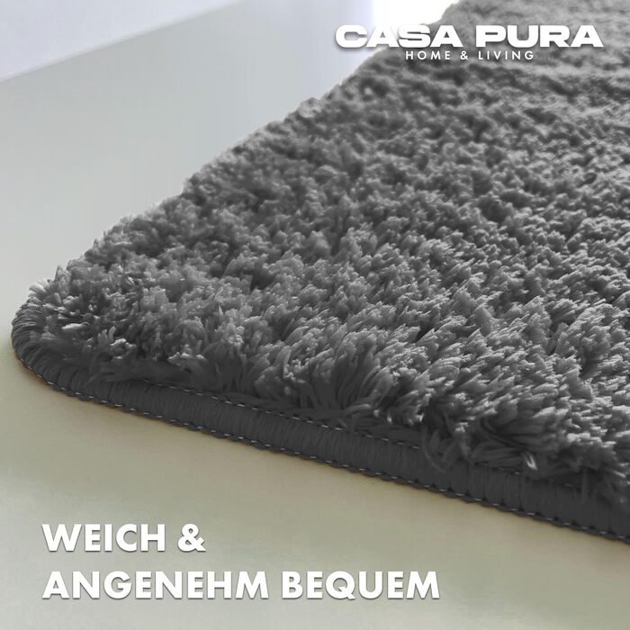 Килимок для ванної кімнати Casa Pura Sky Soft 80x150 см сірий, м'який, пухнастий, з антиковзким покриттям, для душу, легко миється