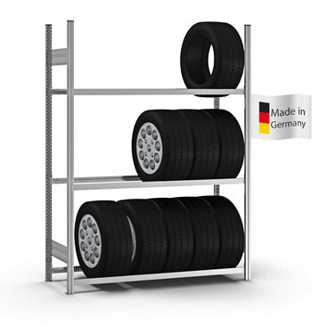 Регало для шин PROREGAL: міцна металева полиця для гаража, 200x100x40 см, 3 рівня, вантажопідйомність 150 кг, оцинкована