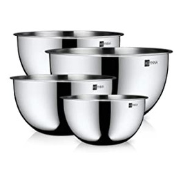Набір мисок для змішування HEYNNA з 4 предметів / Набір мисок з нержавіючої сталі розміри 2-4, 5 літра / чаші можна штабелювати і мити в посудомийній машині