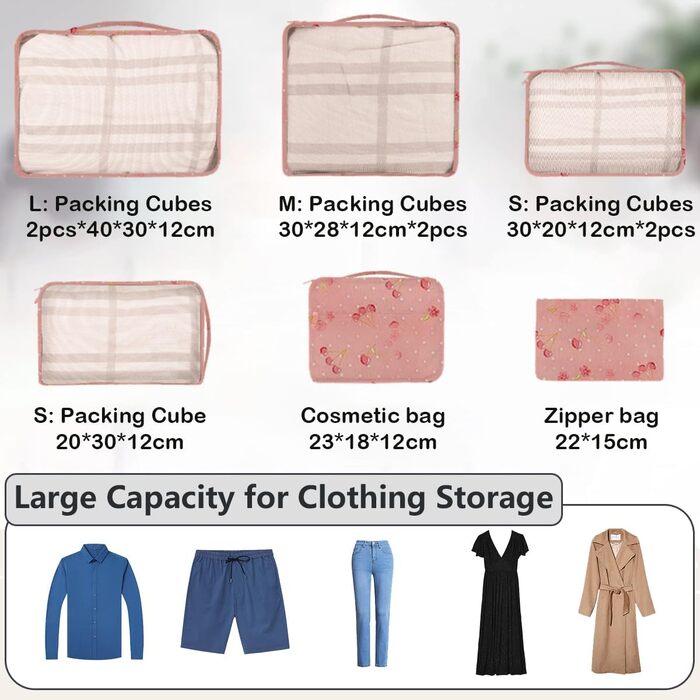 Набір органайзерів для валізи та подорожей, водонепроникні пакувальні куби для одягу, 12 предметів, колір Вишневий