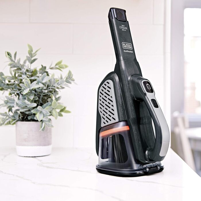 Бездротовий ручний пилосос BlackDecker 36 Втгод/18 В Dustbuster Smart tech (з циклонною дією та двома ступенями всмоктування, вбудованою висувною щілинною насадкою, включаючи зарядний кабель) BHHV520JF, титановий/сріблястий/чорний із зарядним кабелем Тита