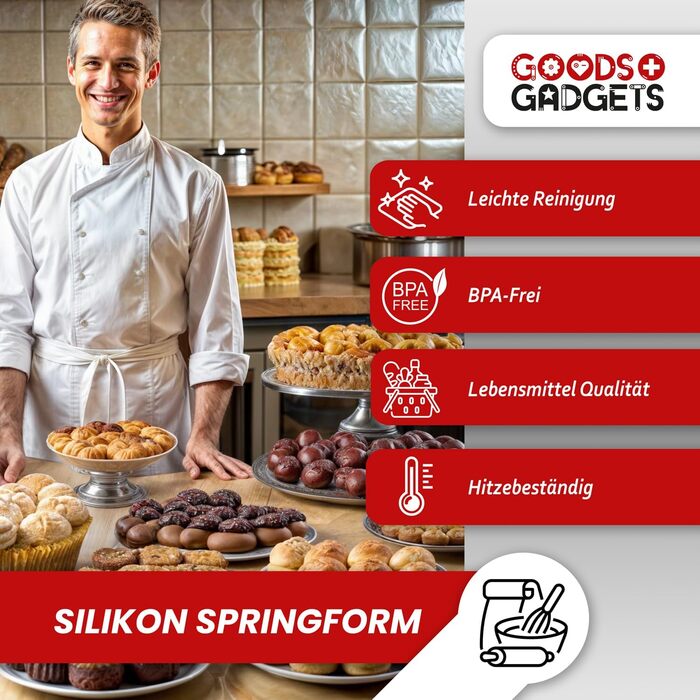 Силіконова форма для випічки тортів з антипригарним покриттям (з скляною основою XL) (Квадратна форма)