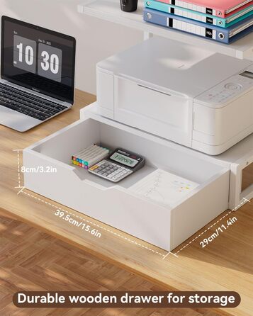 Підставка для принтера IBUYKE 2-ярусна, стіл з полицею для офісу, органайзер для паперів, книг, сканера, факсу, білого кольору TLJ015W