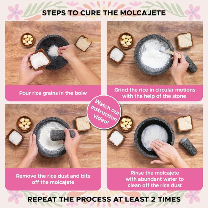 Молот для спецій Molcajete 15,2 см, ручної роботи з вулканічного каменю, мексиканський, для приготування соусів, гуакамоле та спецій