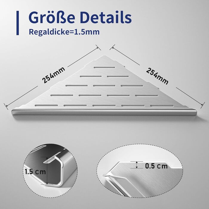 Поличка для душу Eck, нержавіюча сталь 304, для кахельної стіни, вбудована поличка для ремонту ванної кімнати, 2 шт., 254 мм, матова поверхня