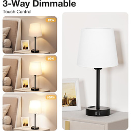 Настільна лампа Kakanuo з торшером, 2 шт., USB зарядка A+C, LED, торшер для спальні, вітальні, дитячої кімнати, офісу (білий)