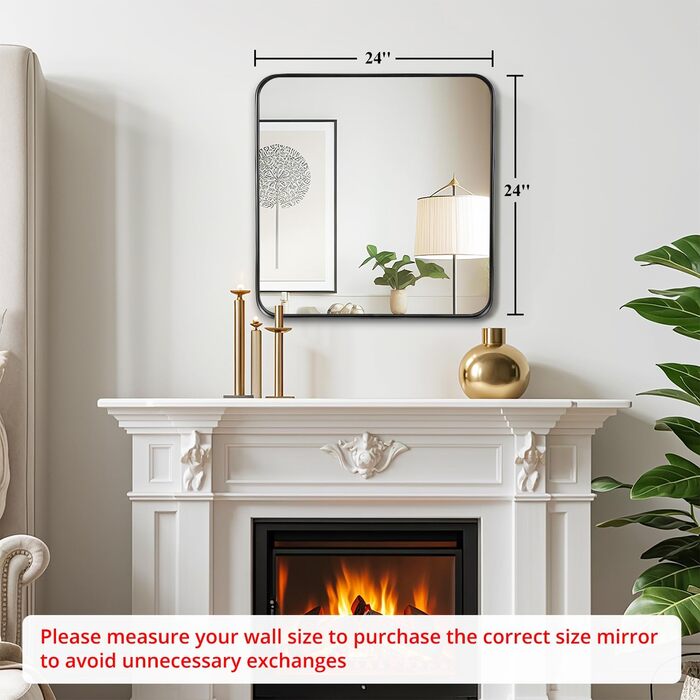 Дзеркало для ванної кімнати Fabuday, 61 x 76,2 см, без рами, для ванної, спальні, у стилі кантрі (Чорний)