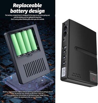 Mini UPS із захистом від перебоїв живлення, USB, 18 Вт, DC USV, батарея-резерв для камери, роутера, оптичного модему, 15 В, 24 В, POE, 5 В, 9 В, 12 В (EU-штекер)