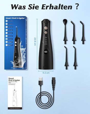 Електрична ірigator для порожнини рота Munddusche: 5 насадок, 4 режими, IPX7, для дому та подорожей