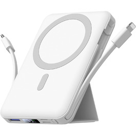 Магнітний, 22.5 Вт PD, LED дисплей, для iPhone 16-12 Pro Max (білий), 10000mAh Magsafe Power Bank